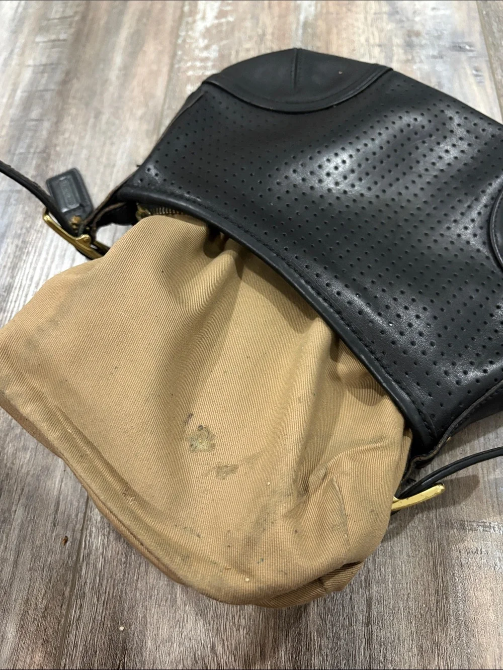 COACH VINTAGE 2000-Perforated leather mini hobo bag-Serial number J0D-9217